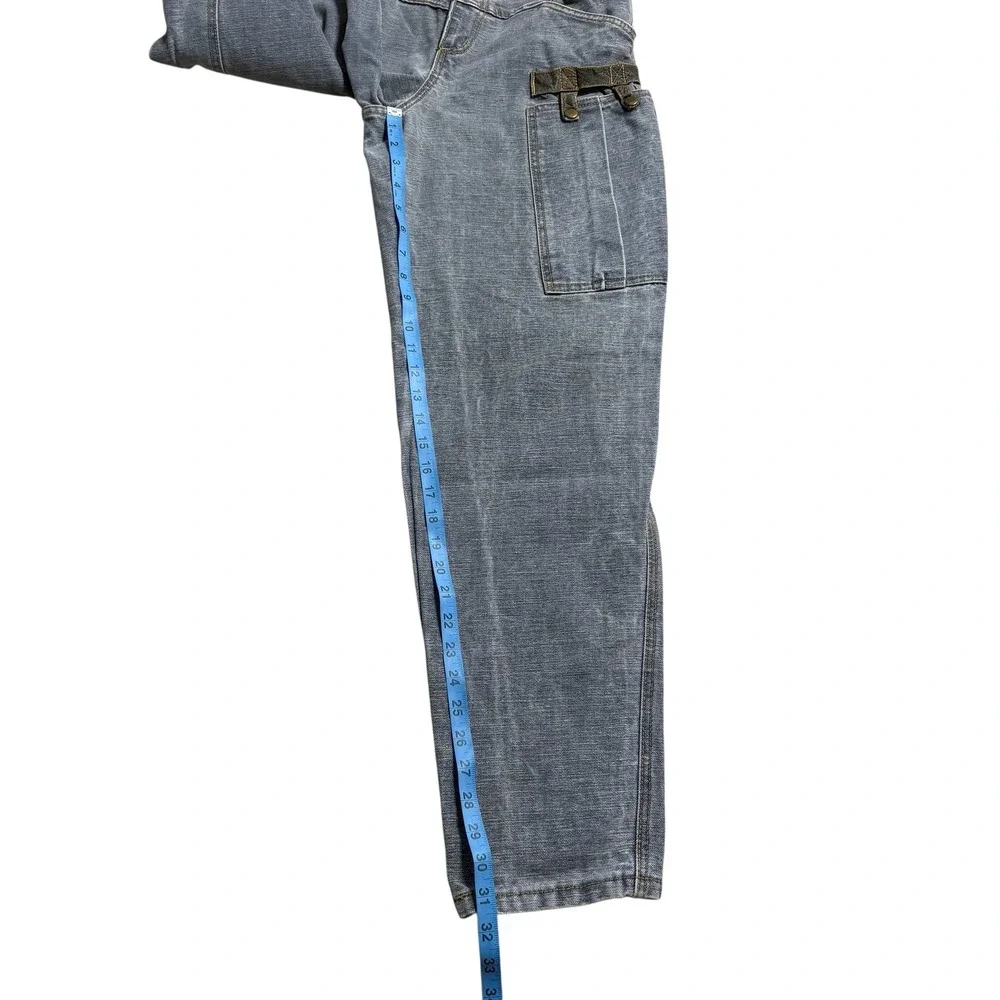 GUESS PARIS‎ VINTAGE RARE Men's high waisted cargo jeans leather trim Washed 29